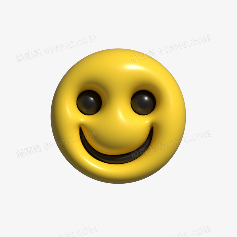 膨胀风3D立体黄脸微笑表情元素