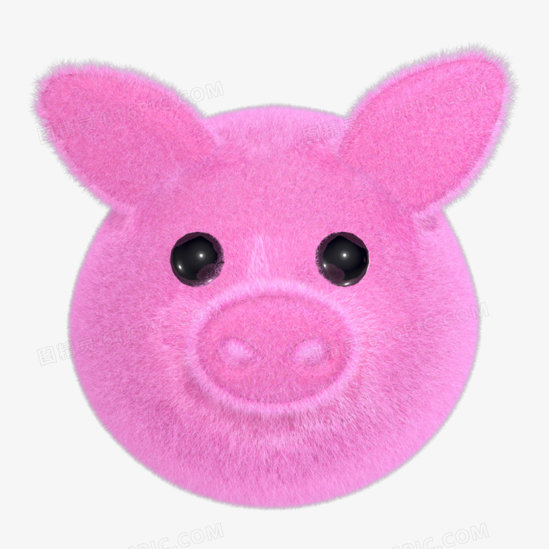 C4D立体毛绒动物小猪3D元素