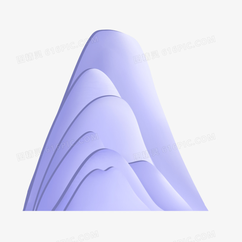 紫色立体层次浮雕山元素