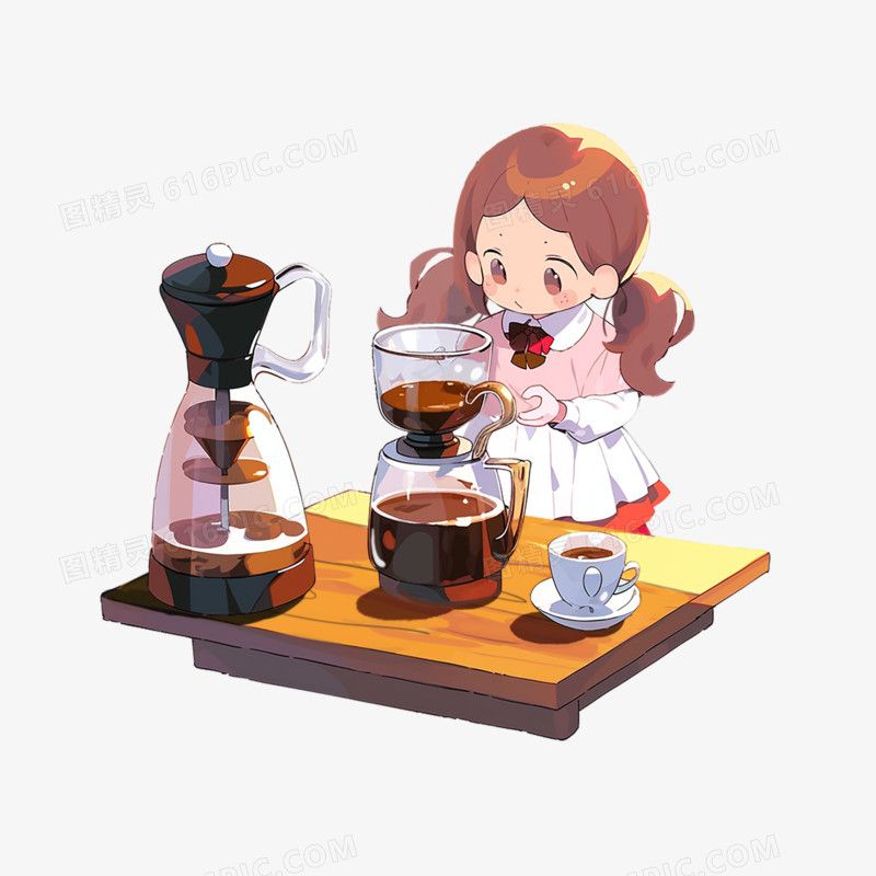 女孩研制咖啡素材