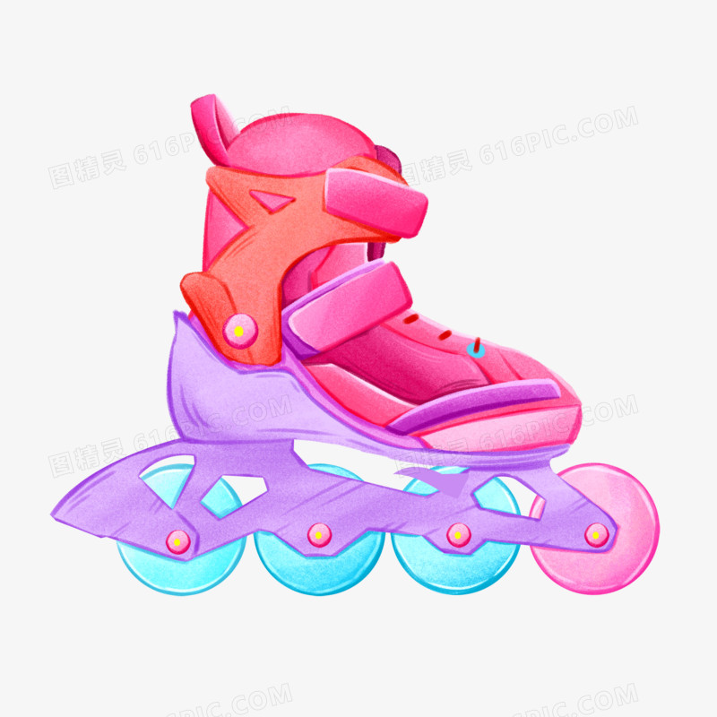 卡通手绘女生溜冰鞋元素