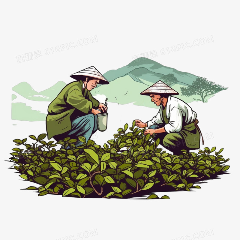 农民采茶务农场景元素