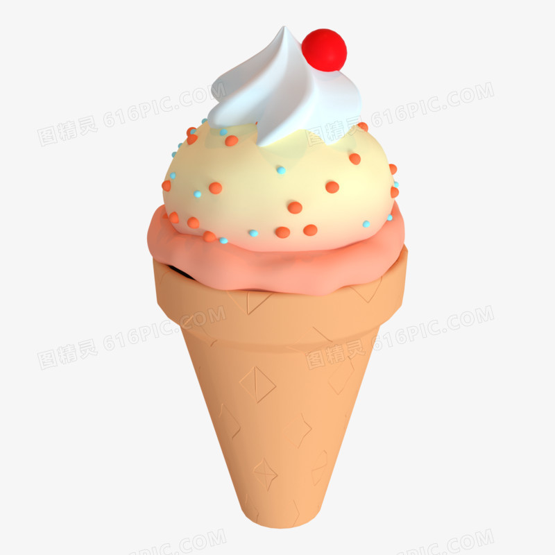 C4D黄色冰淇淋3D元素