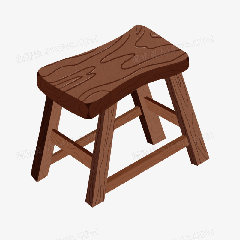 手绘木头板凳小凳子元素