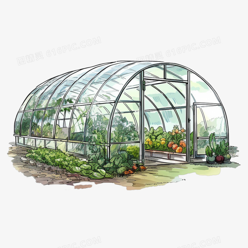 玻璃阳光房透明蔬菜大棚元素