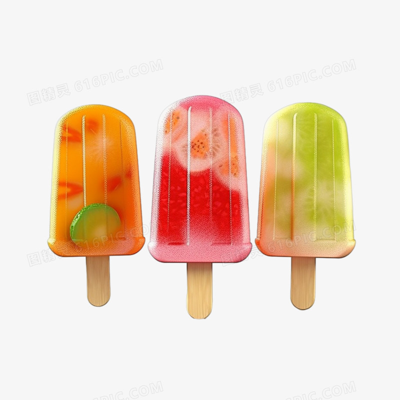 水果雪糕冰棒夏日冷饮组合元素