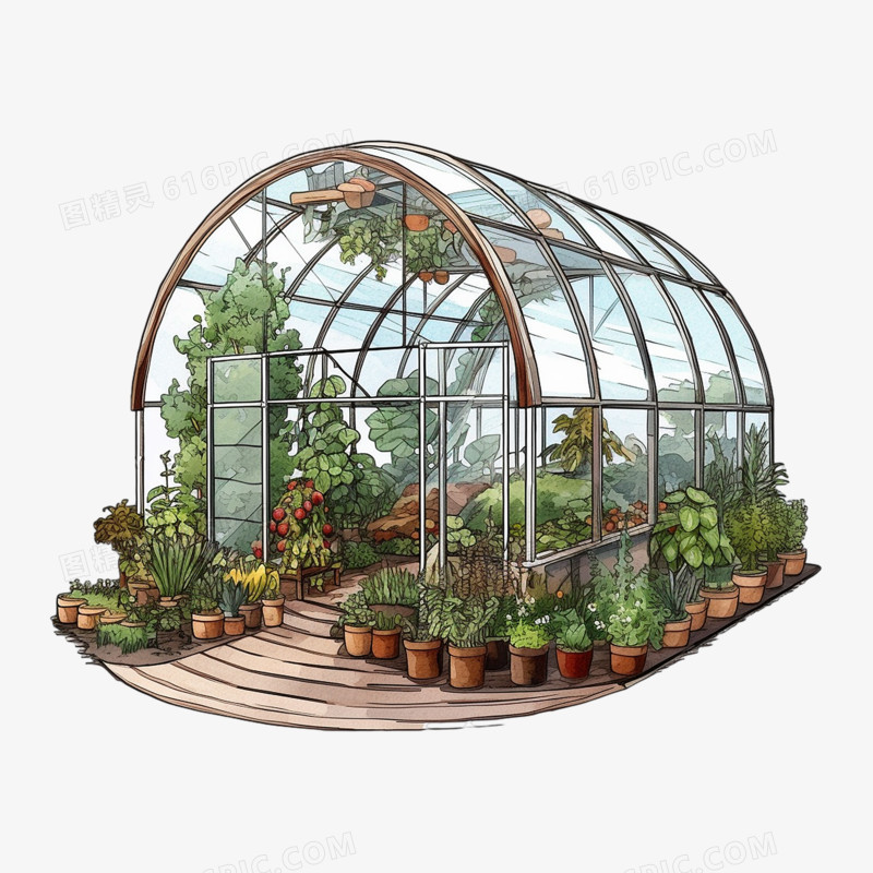 透明蔬菜大棚植物花卉阳光房元素