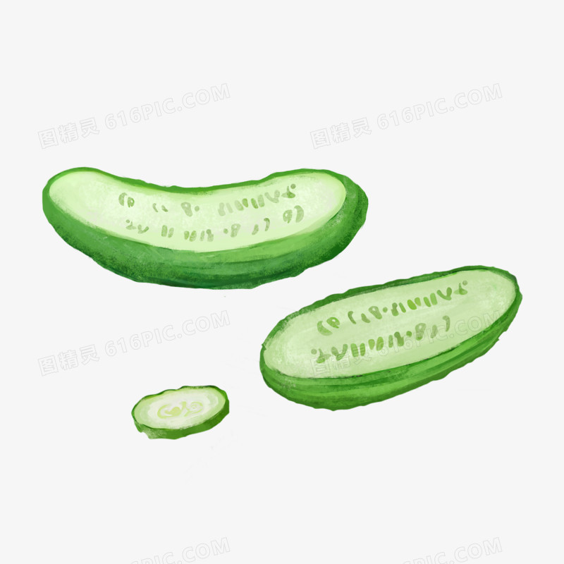 手绘卡通写实蔬菜黄瓜元素