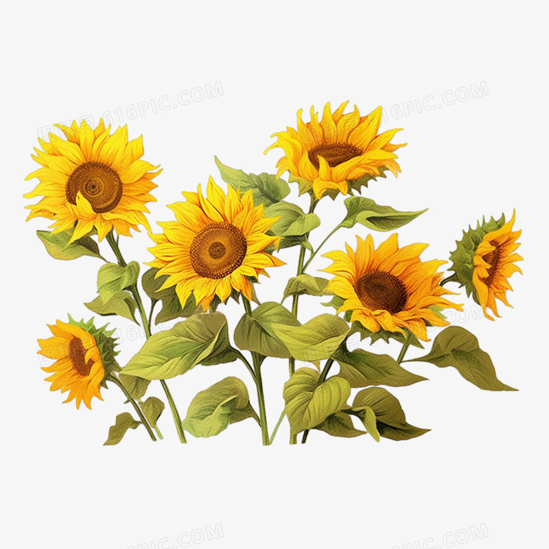 向日葵手绘太阳花花丛元素