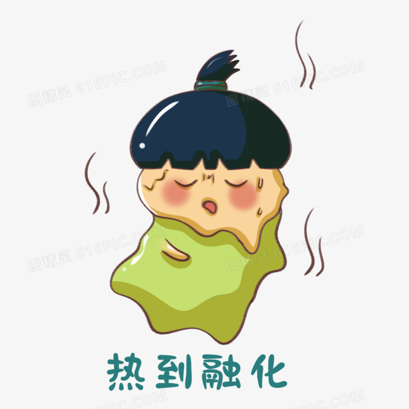 一组夏天炎热小人表情包一免抠素材