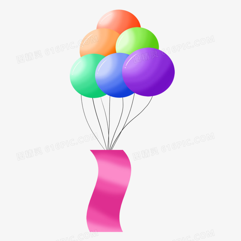 手绘插画风气球竖条幅素材