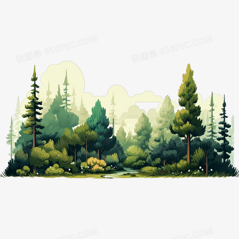 树木森林插画元素