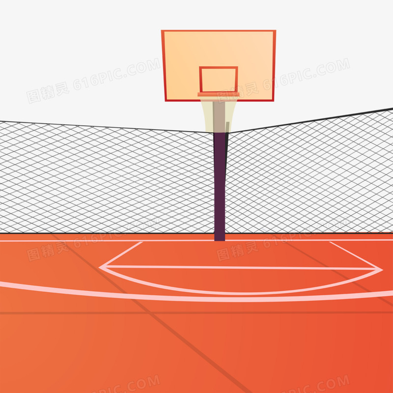 手绘矢量篮球场一角素材