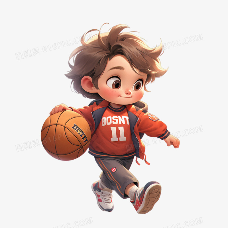 打篮球的小男孩元素