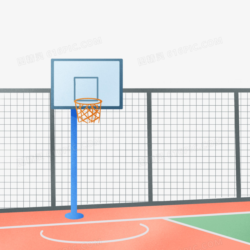 手绘学校篮球场免抠元素