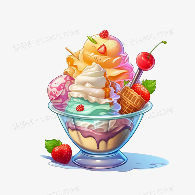 冰淇凌水果圣代冰糕元素