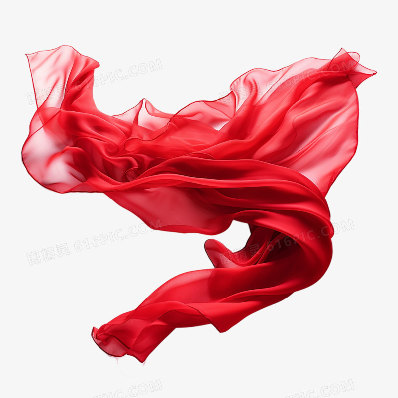 红色丝绸飞扬免抠元素