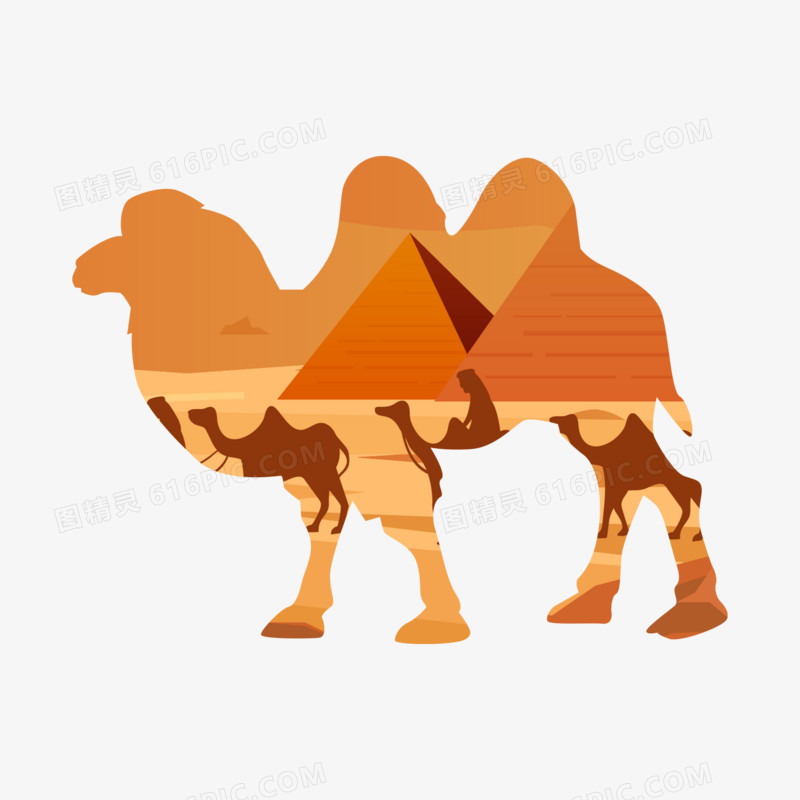 创意骆驼剪影装饰素材