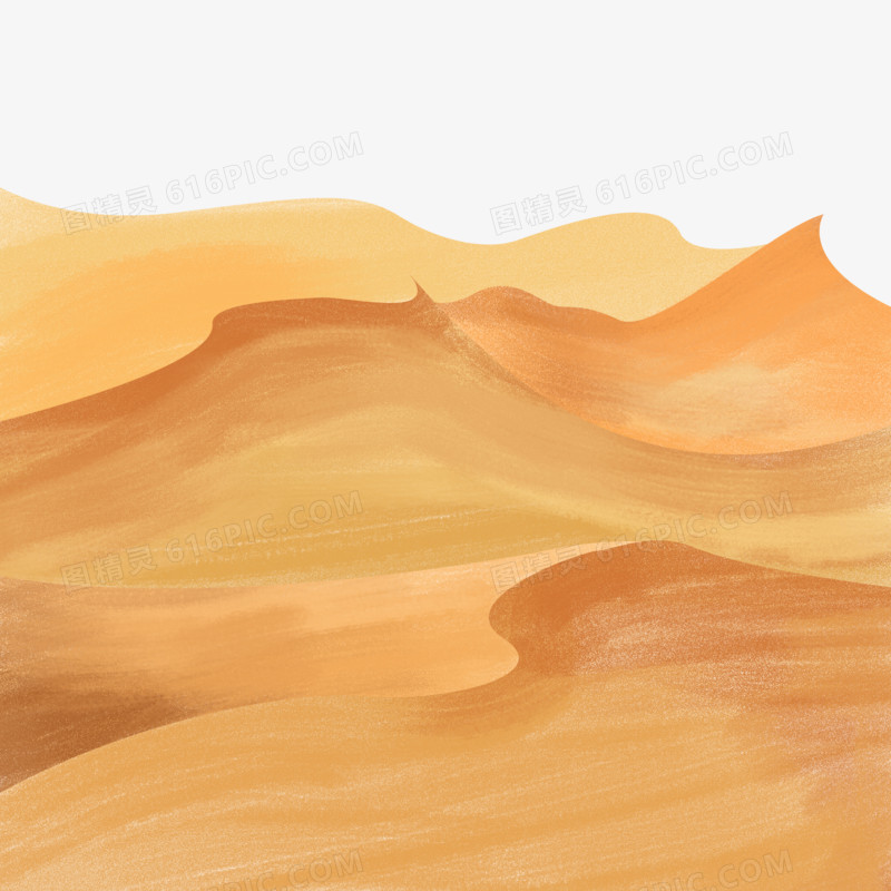 手绘插画风沙漠黄土元素