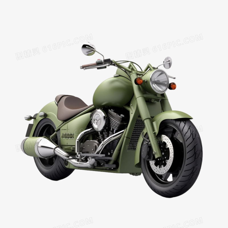 军绿色摩托车交通工具元素