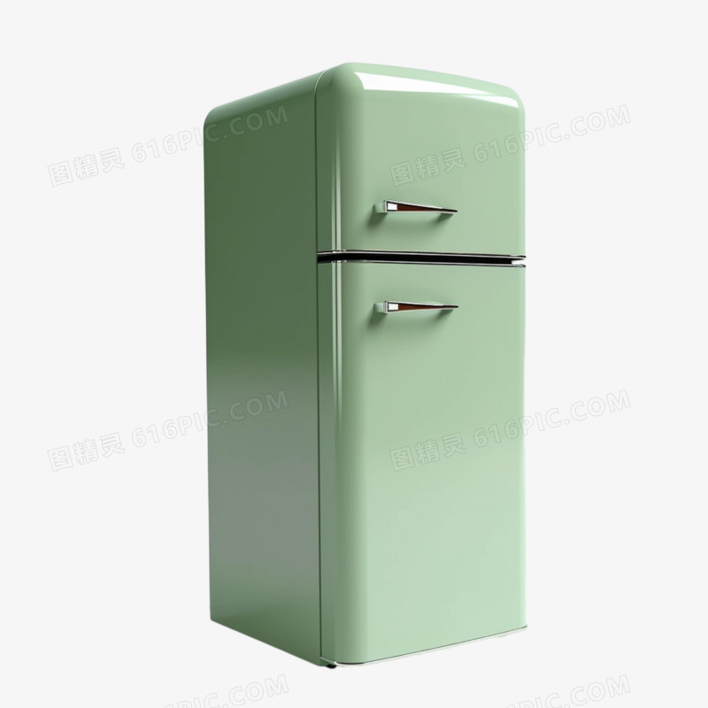 清新绿色小冰箱家用电器元素