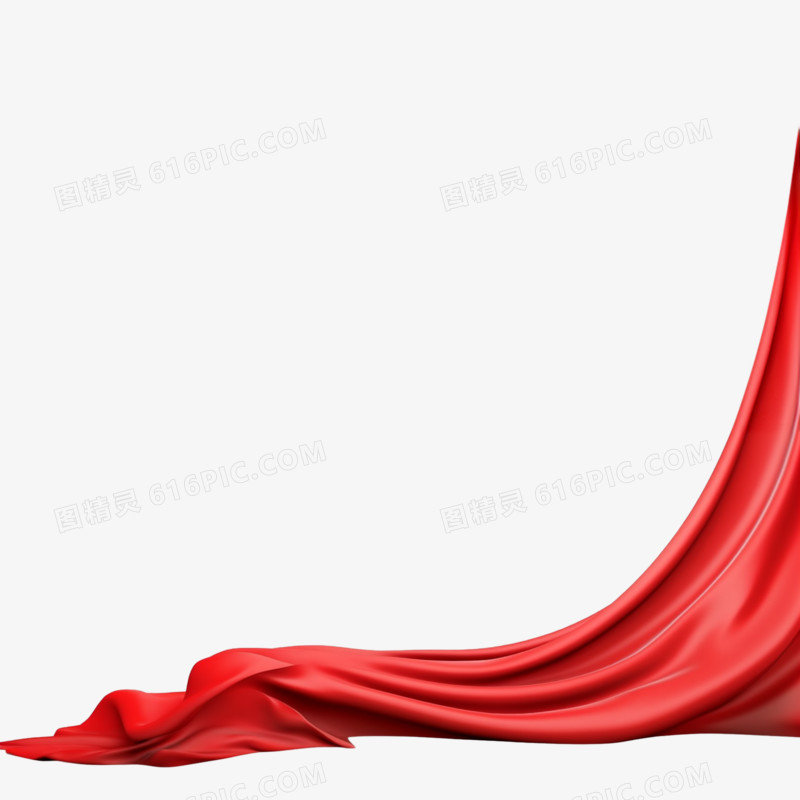红色绸缎红绸缎带飘带红幕布元素