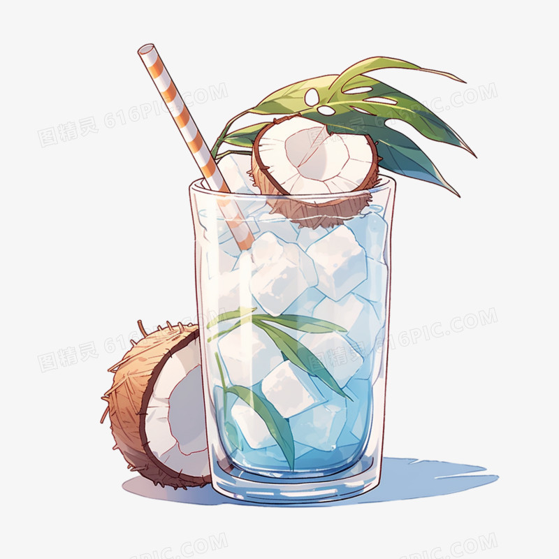 夏日海岛冷饮椰子汁清凉椰汁元素
