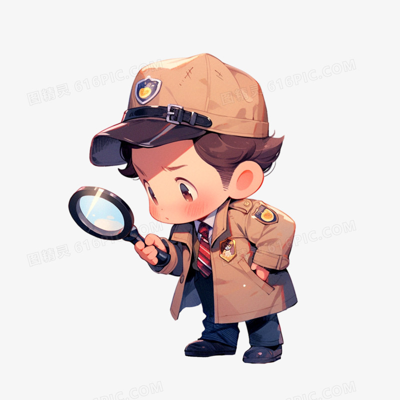 拿着放大镜的小侦探人物元素