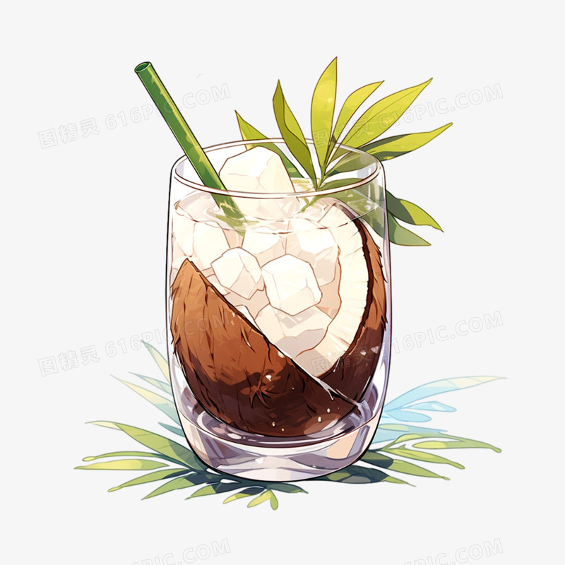夏日海岛冷饮椰子汁清凉椰汁元素