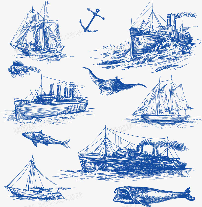 12款手绘航海矢量素材