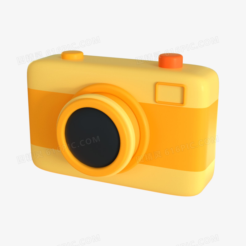 橘色C4D卡通相机3d元素