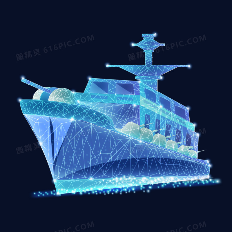 中国航海日轮船科技效果元素