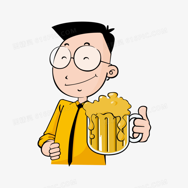 卡通人物喝啤酒