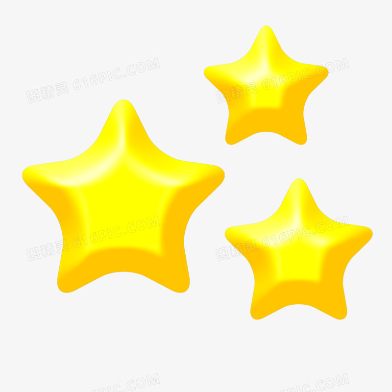 黄色立体五角星免抠元素