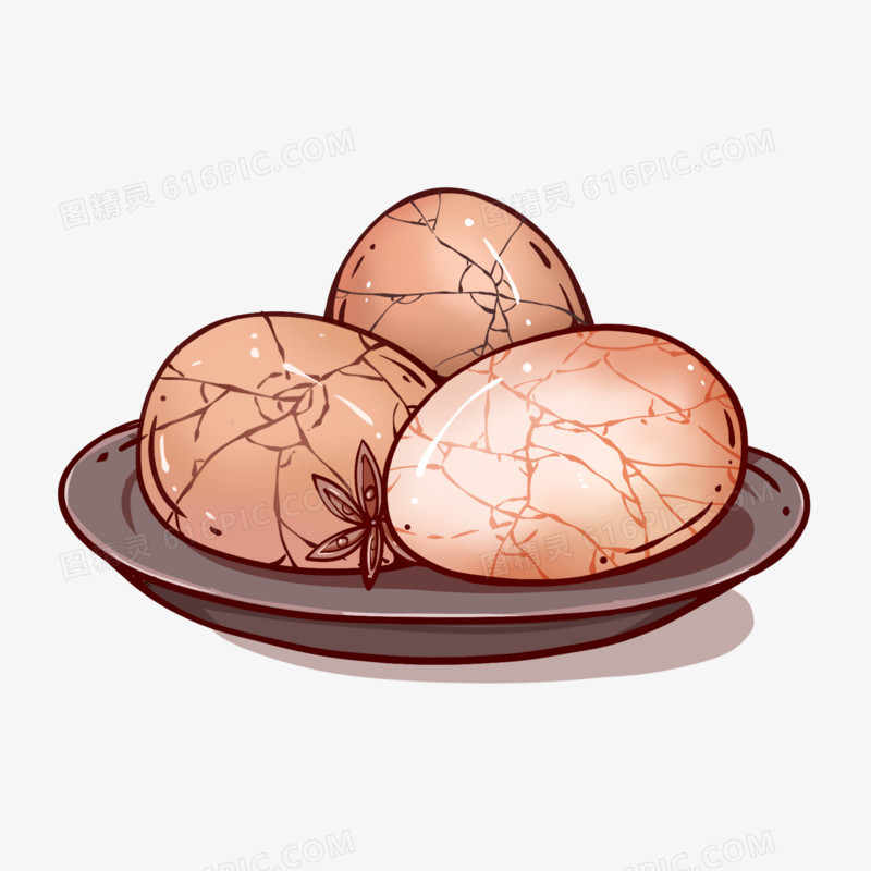 手绘粗描边线描茶叶蛋鸡蛋卤蛋素材