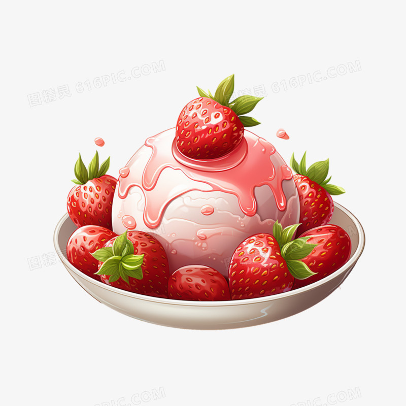 草莓水果雪媚娘大福丸子甜品甜点下午茶元素