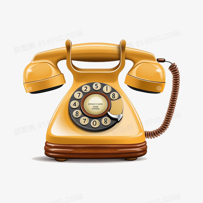 黄色老式复古电话机素材