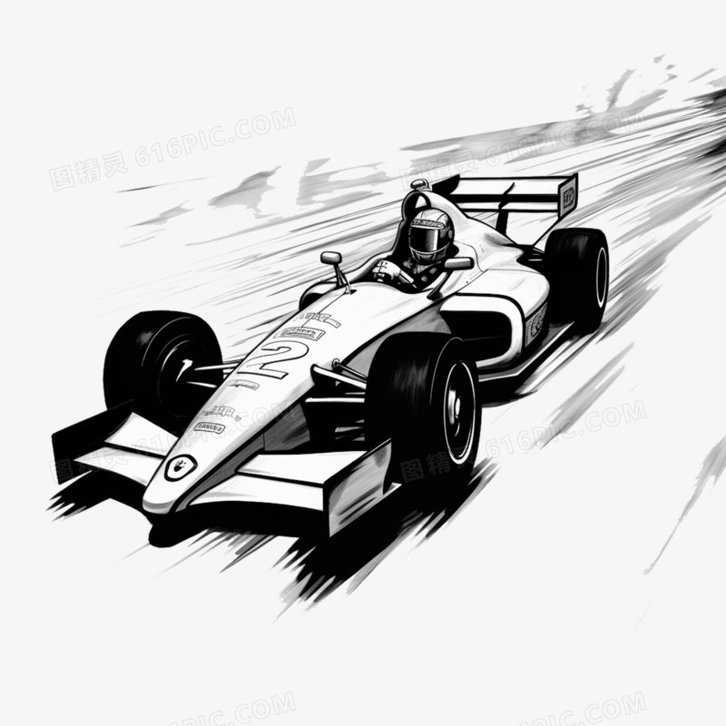 卡通黑白方程式赛车冲刺素材