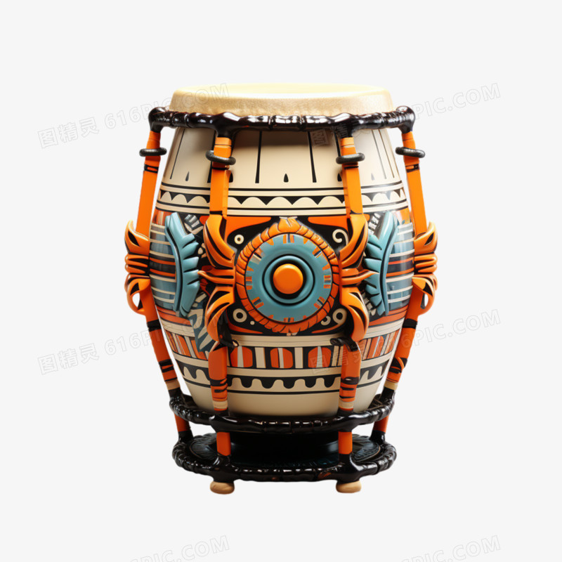 3d非洲鼓民族乐器元素