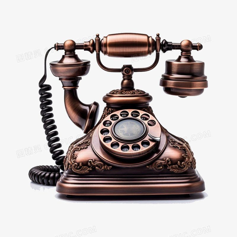 铜色老式复古电话机素材
