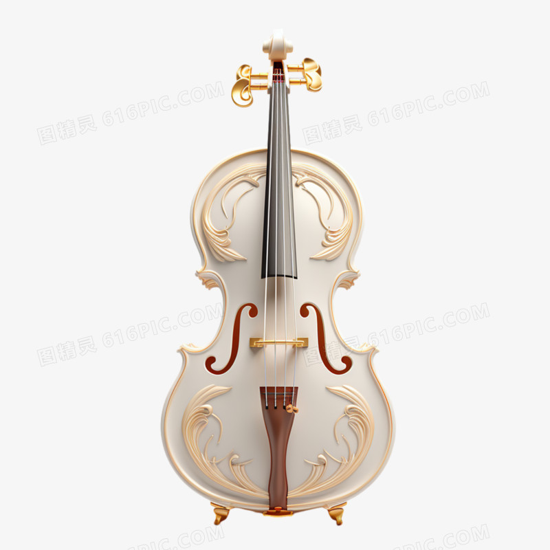 3d复古欧式大提琴中提琴乐器元素