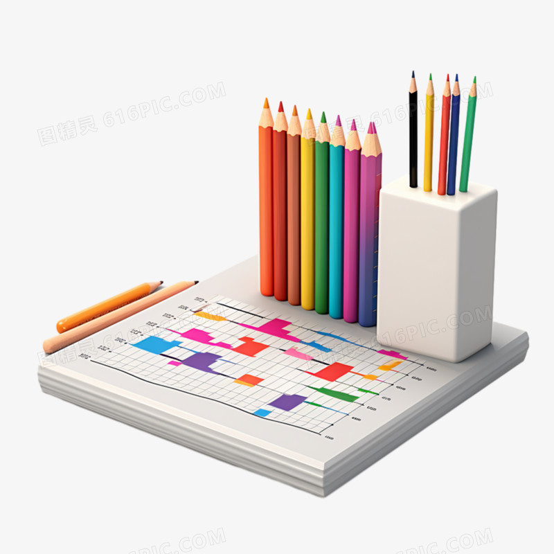 文具彩色铅笔文化用品3D教育元素