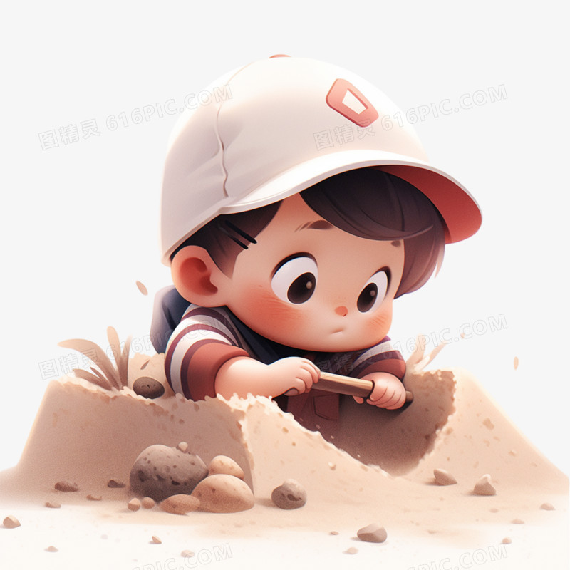 儿童小孩堆沙玩沙子元素
