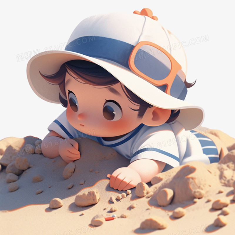 小朋友挖沙子儿童堆沙游戏元素