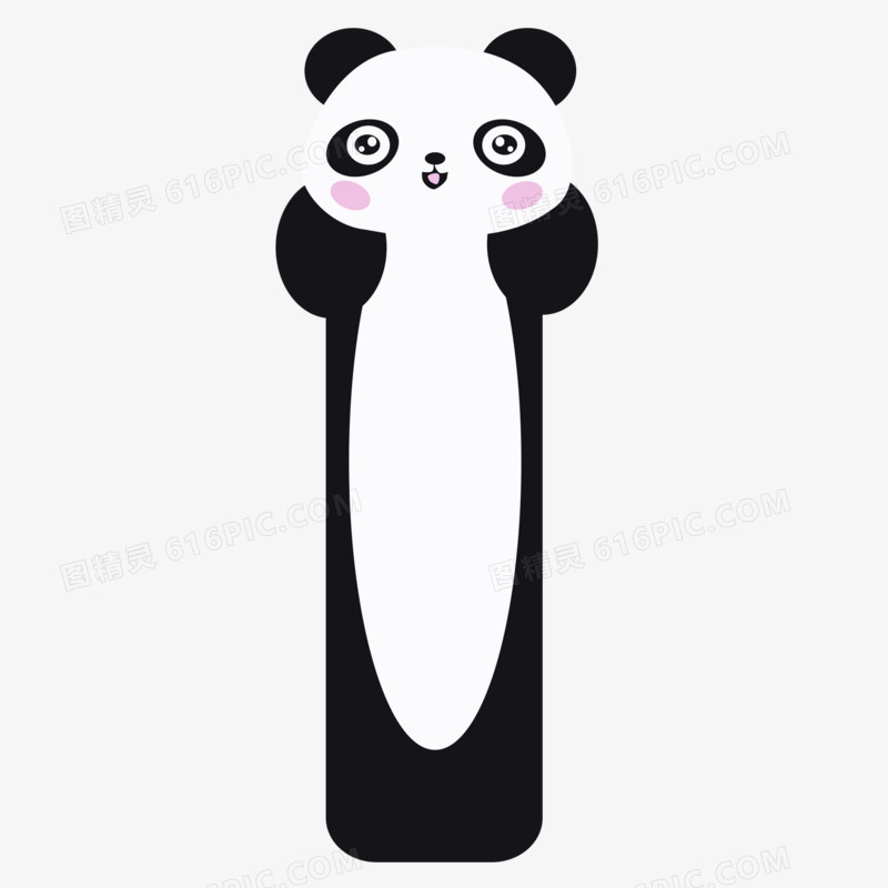 卡通熊猫动物书签元素