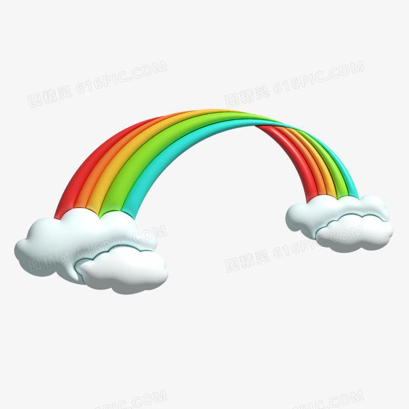 矢量膨胀风简约3D立体彩虹元素