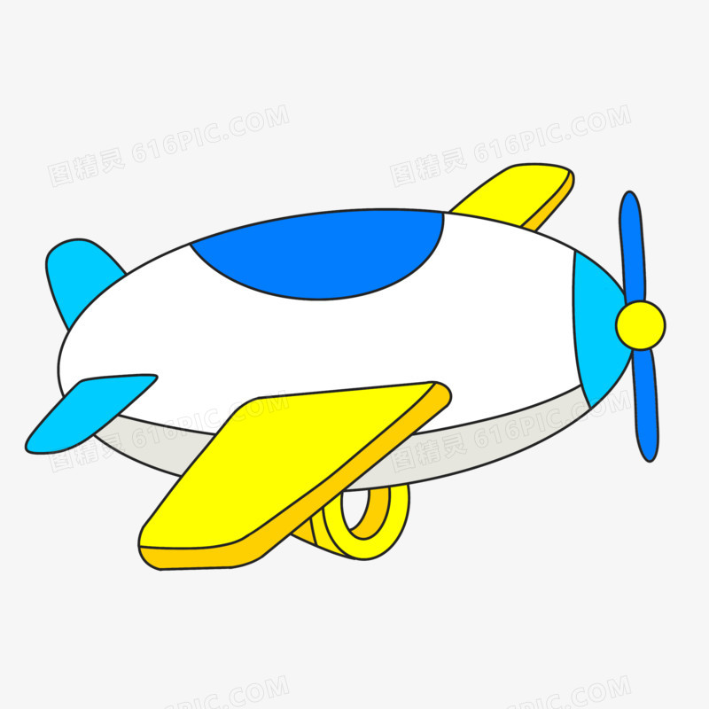 卡通可爱孟菲斯线条描边小飞机素材