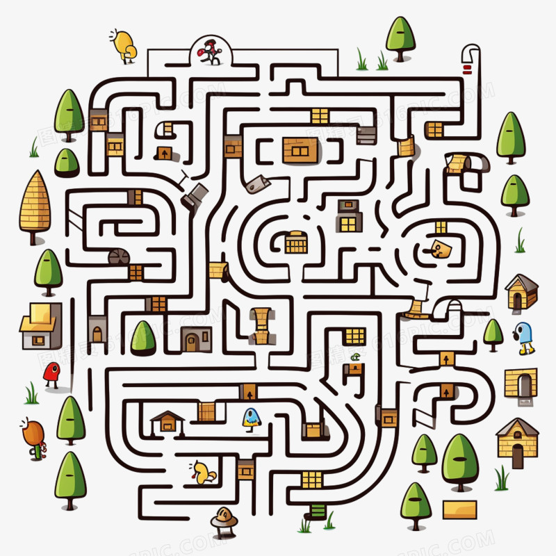 迷宫隧道迷阵益智游戏闯迷宫元素