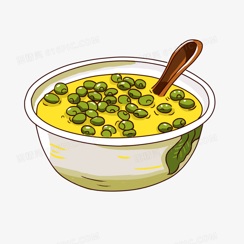 手绘卡通夏季绿豆汤免抠元素