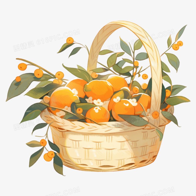 一篮枇杷秋天水果插画